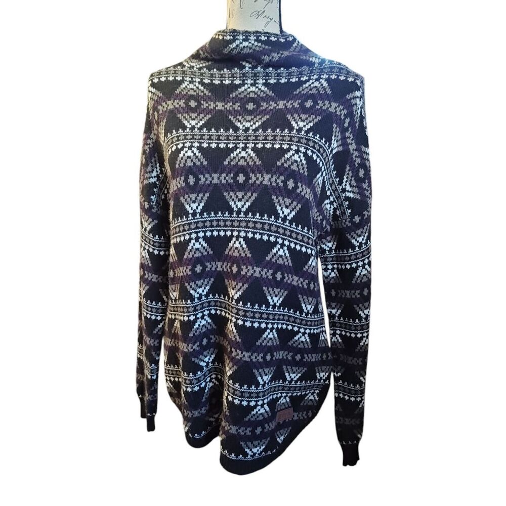 SHERPA Brand High Neck Aztec Sweater Size Medium Merino Alpaca Wool Blend Warm